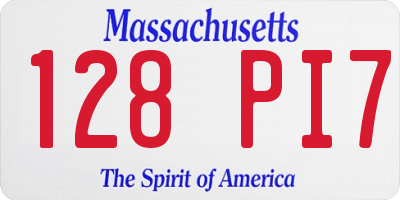 MA license plate 128PI7
