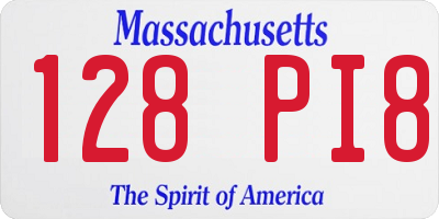 MA license plate 128PI8