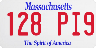 MA license plate 128PI9