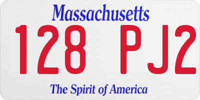 MA license plate 128PJ2