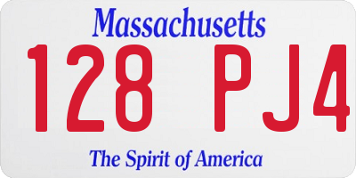 MA license plate 128PJ4