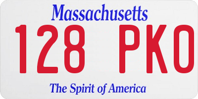 MA license plate 128PK0