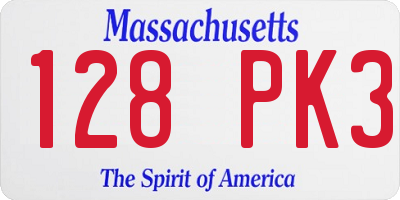 MA license plate 128PK3