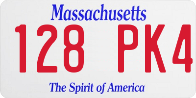 MA license plate 128PK4