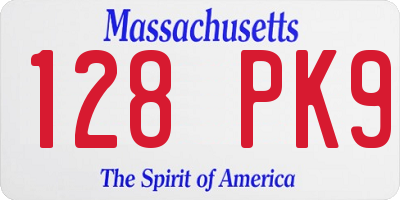 MA license plate 128PK9