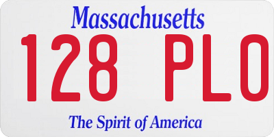 MA license plate 128PL0
