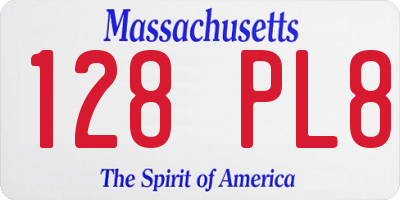 MA license plate 128PL8