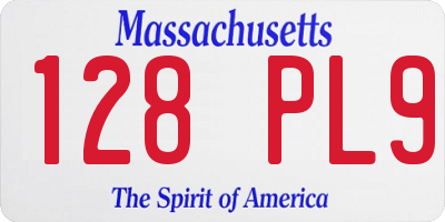 MA license plate 128PL9