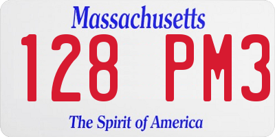 MA license plate 128PM3