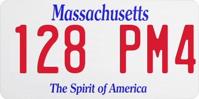 MA license plate 128PM4