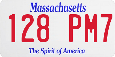 MA license plate 128PM7