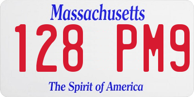 MA license plate 128PM9