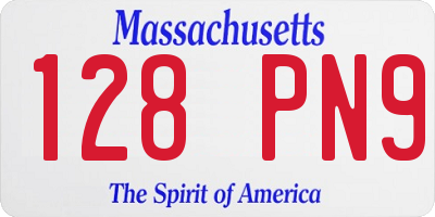 MA license plate 128PN9