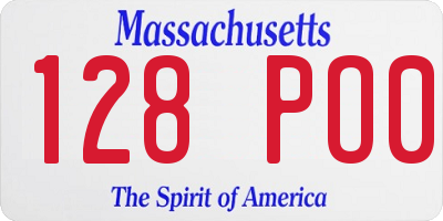 MA license plate 128PO0