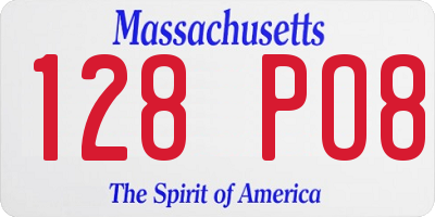 MA license plate 128PO8