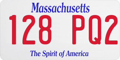 MA license plate 128PQ2