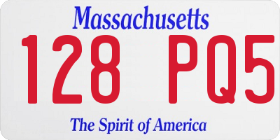 MA license plate 128PQ5
