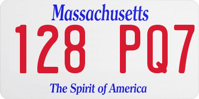 MA license plate 128PQ7