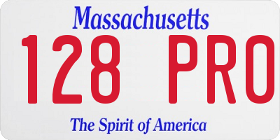MA license plate 128PR0