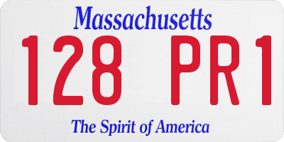 MA license plate 128PR1