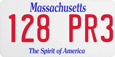 MA license plate 128PR3