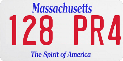 MA license plate 128PR4