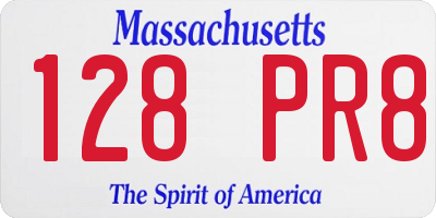 MA license plate 128PR8