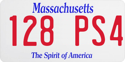 MA license plate 128PS4