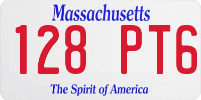 MA license plate 128PT6