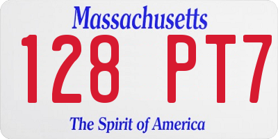 MA license plate 128PT7