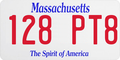 MA license plate 128PT8
