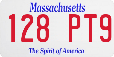 MA license plate 128PT9