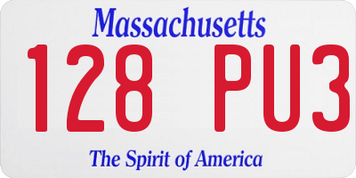MA license plate 128PU3