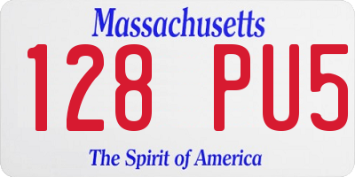 MA license plate 128PU5