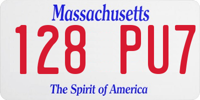 MA license plate 128PU7