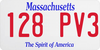 MA license plate 128PV3