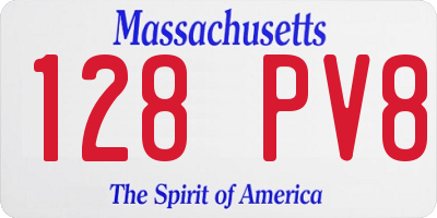 MA license plate 128PV8