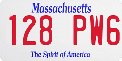 MA license plate 128PW6