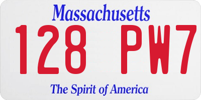 MA license plate 128PW7