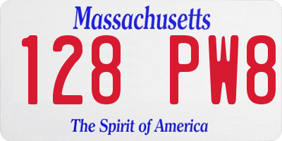 MA license plate 128PW8