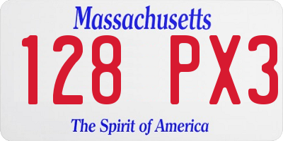 MA license plate 128PX3