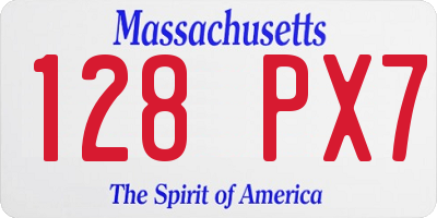 MA license plate 128PX7