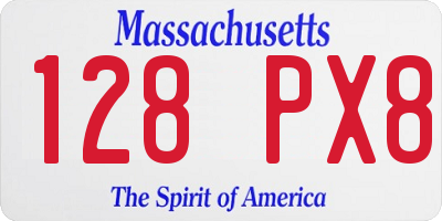 MA license plate 128PX8