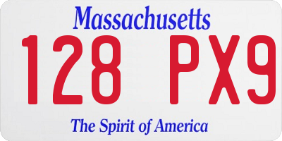 MA license plate 128PX9