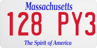 MA license plate 128PY3