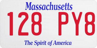MA license plate 128PY8