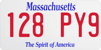 MA license plate 128PY9
