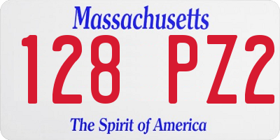 MA license plate 128PZ2
