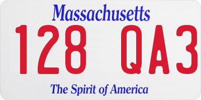 MA license plate 128QA3