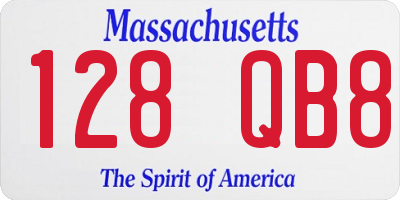MA license plate 128QB8